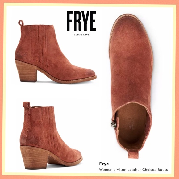 Frye Alton Suede Leather Chelsea Boots Rosewood - Picture 4 of 16